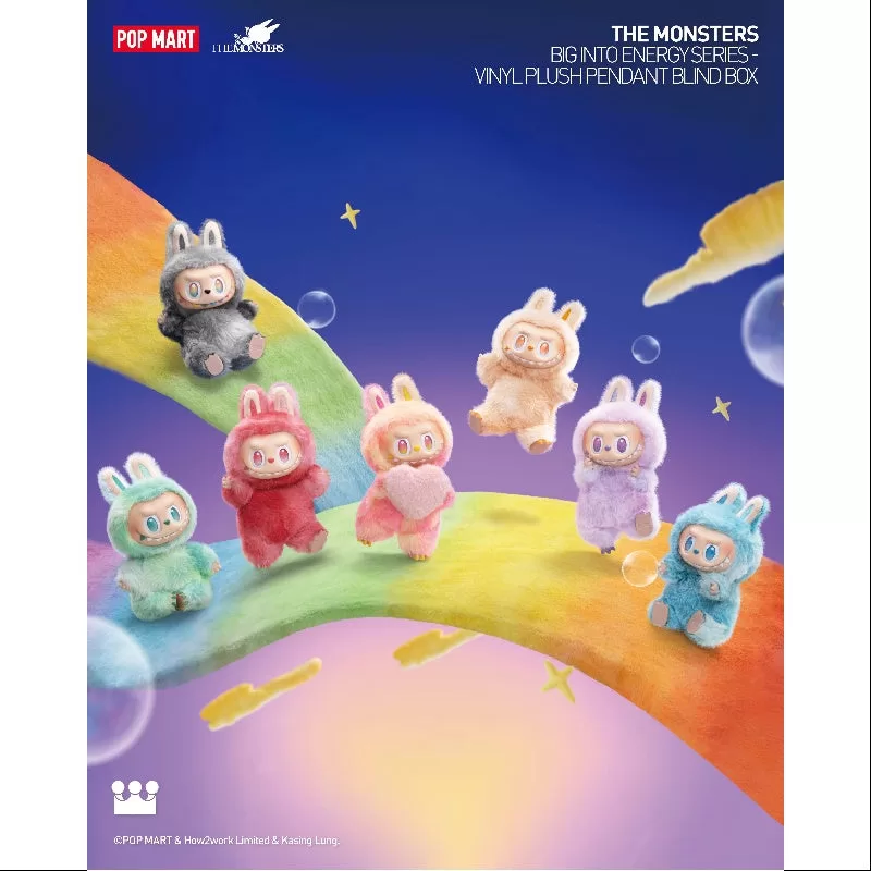 Labubu The Monsters Big into Energy Serie Vinyl Plüsch Anhänger Ganzes Set Brandneu mit Kunststoff